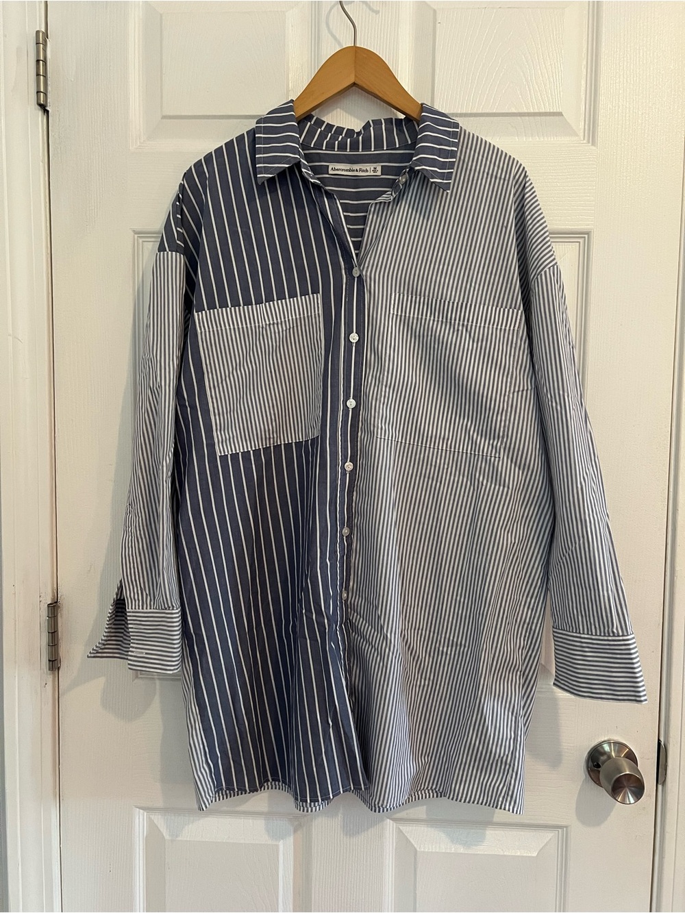 Abercrombie & Fitch Striped Button-Up Shirt Dress